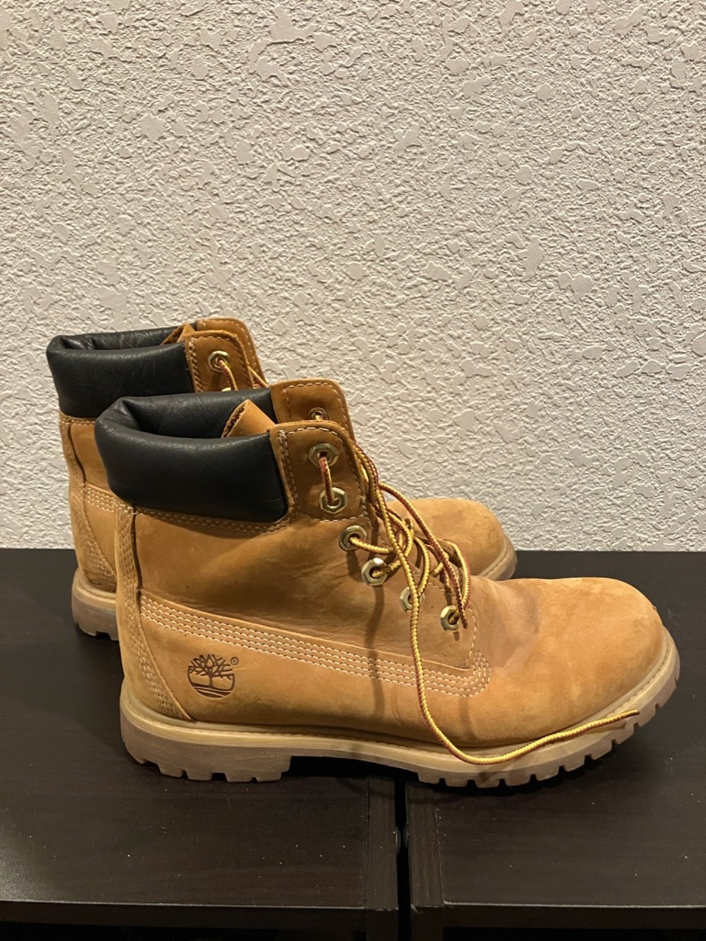 Timberland Wheat Nubuck Work-Style Boots with Black Collar